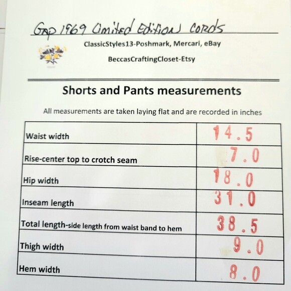 Gap limited edition 1969 brown corduroy jeans size juniors 1R - Picture 8 of 8